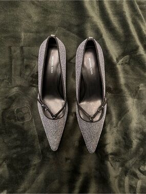 Michael Kors Selina Microsuede Rhinestone T-Strap Stiletto Pumps Size 8